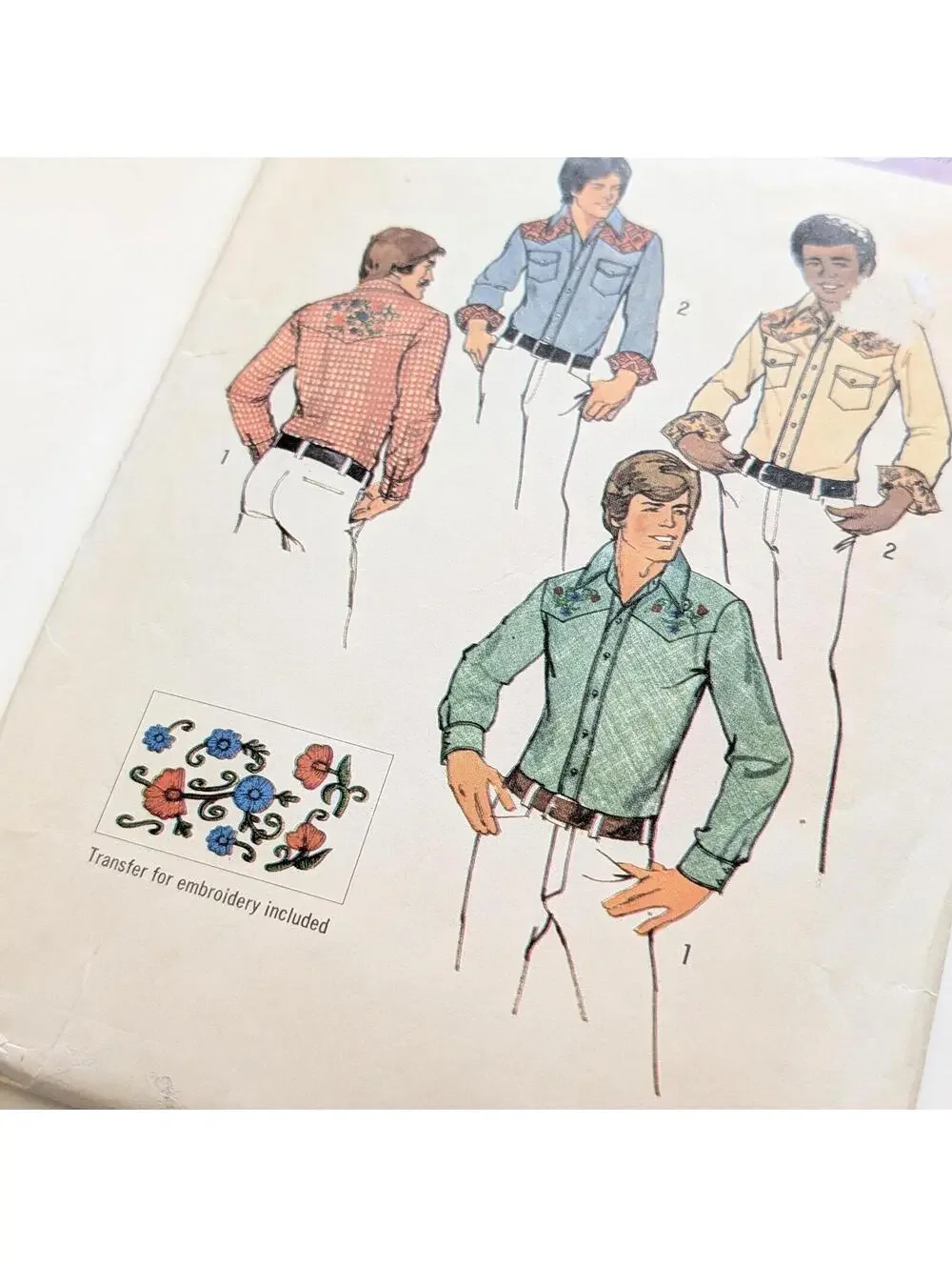 1970s Simplicity Western Shirt Sewing Patterns - 6693 - 7051